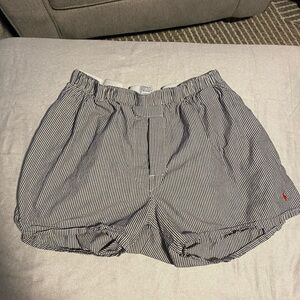 Polo Ralph Lauren blue and white striped seersucker cotton boxer shorts